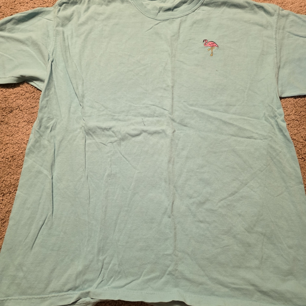 Light Blue Flamingo Embroidered Men's Shirt